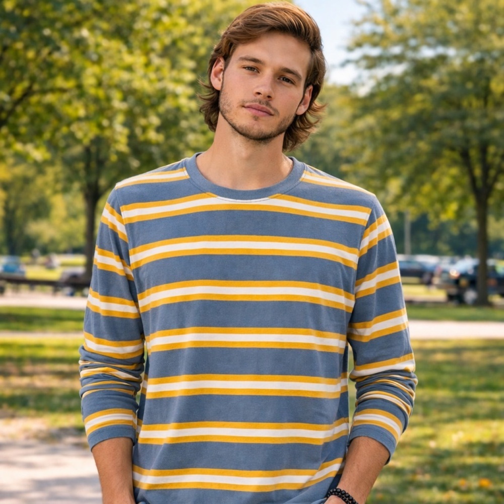 Blue & Gold Striped Shirt UNISEX